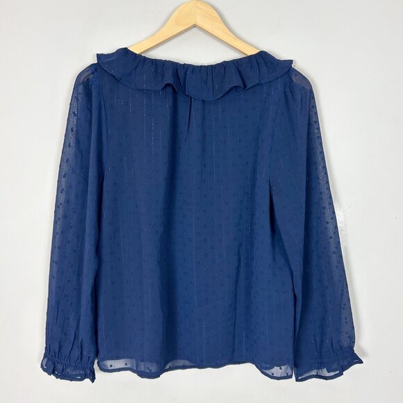 NEW J.Crew Ruffle Neck Top Clip Dot Flowy Boho Preppy Size Medium Women's - Picture 2 of 3